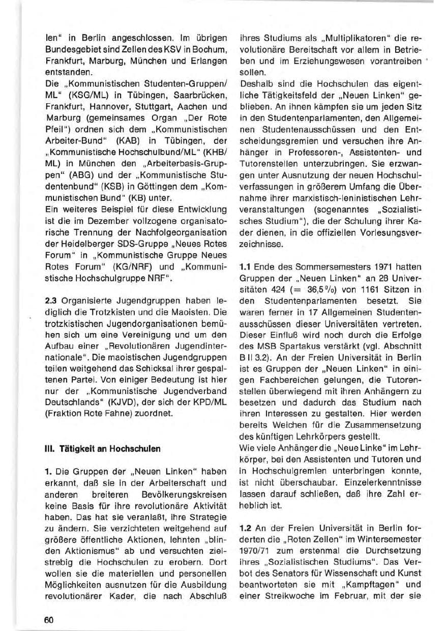 Seite 60 des Verfassungsschutzbericht 1971 Bund