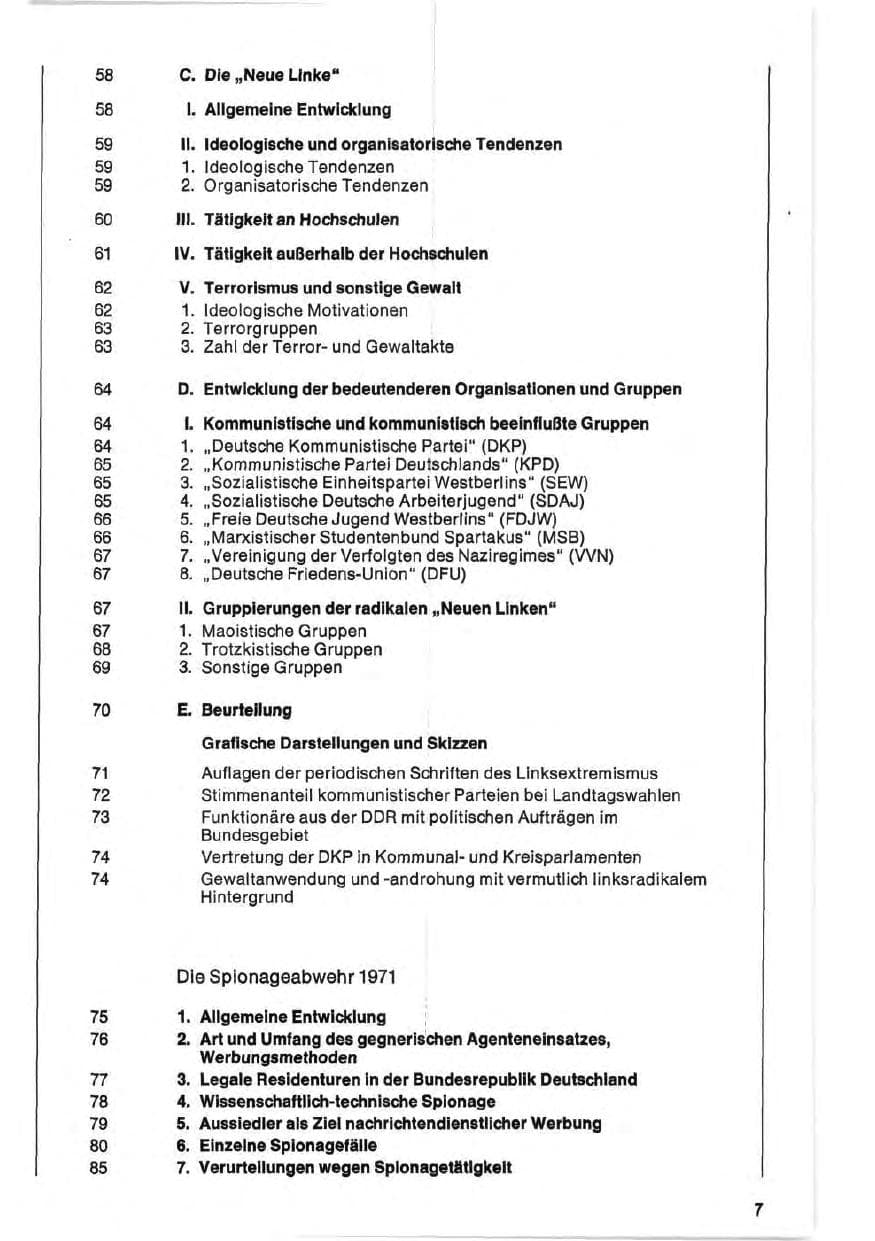 Seite 7 des Verfassungsschutzbericht 1971 Bund