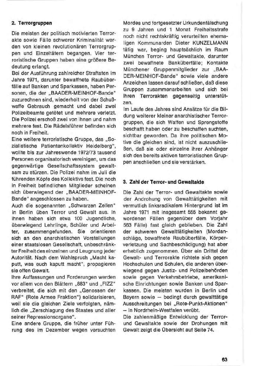 Seite 63 des Verfassungsschutzbericht 1971 Bund