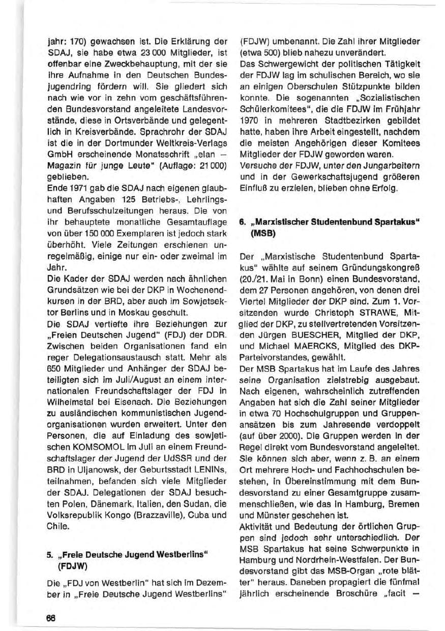 Seite 66 des Verfassungsschutzbericht 1971 Bund