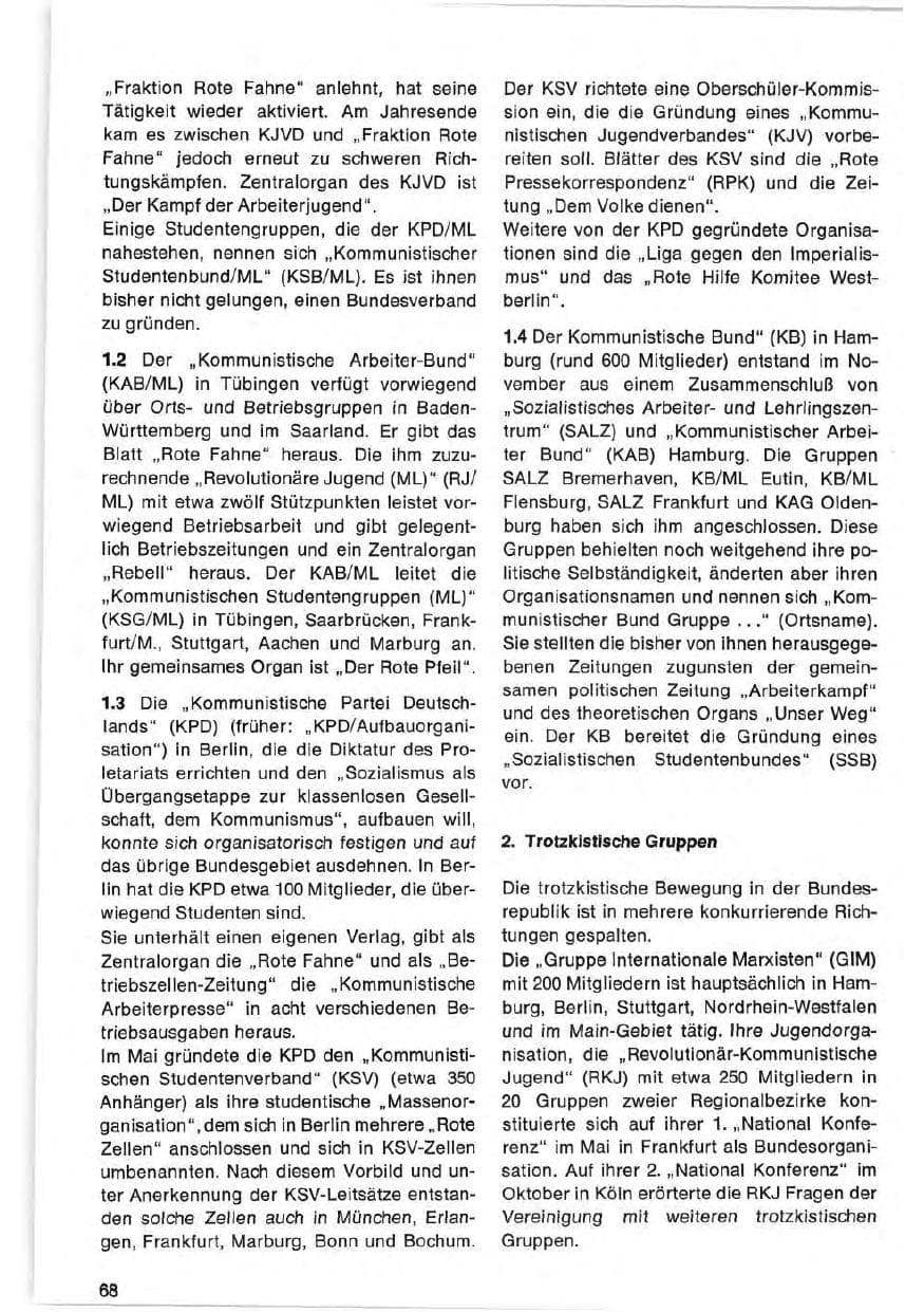 Seite 68 des Verfassungsschutzbericht 1971 Bund