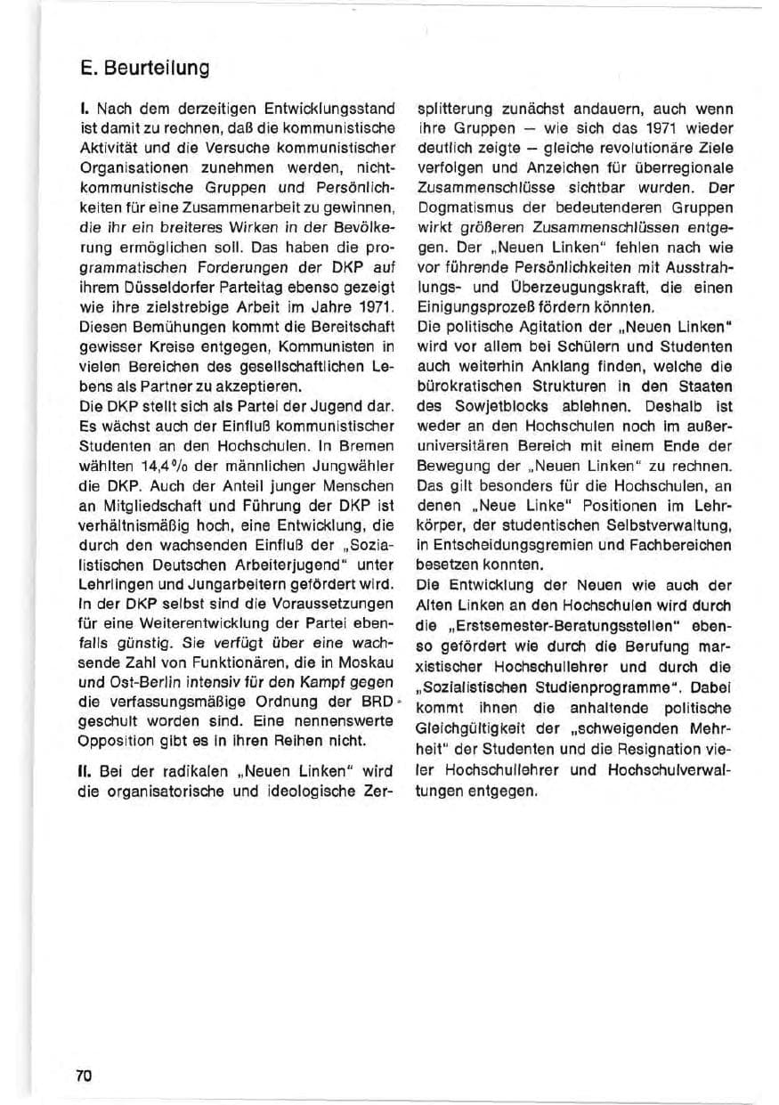 Seite 70 des Verfassungsschutzbericht 1971 Bund