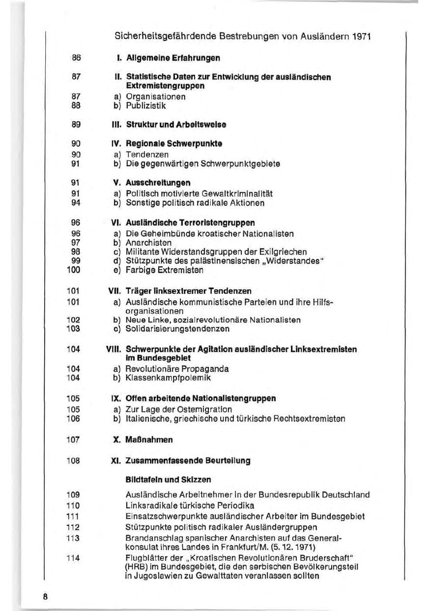 Seite 8 des Verfassungsschutzbericht 1971 Bund