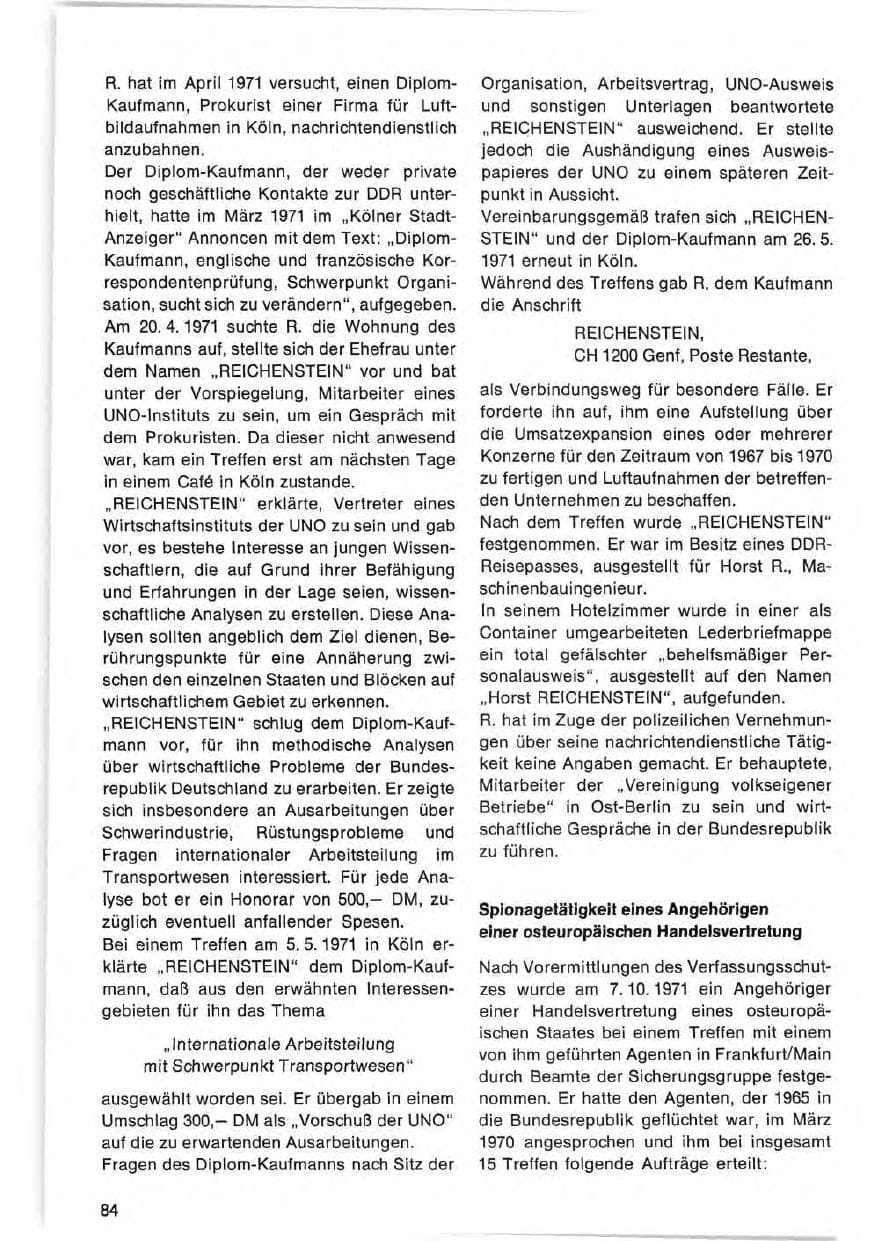 Seite 84 des Verfassungsschutzbericht 1971 Bund