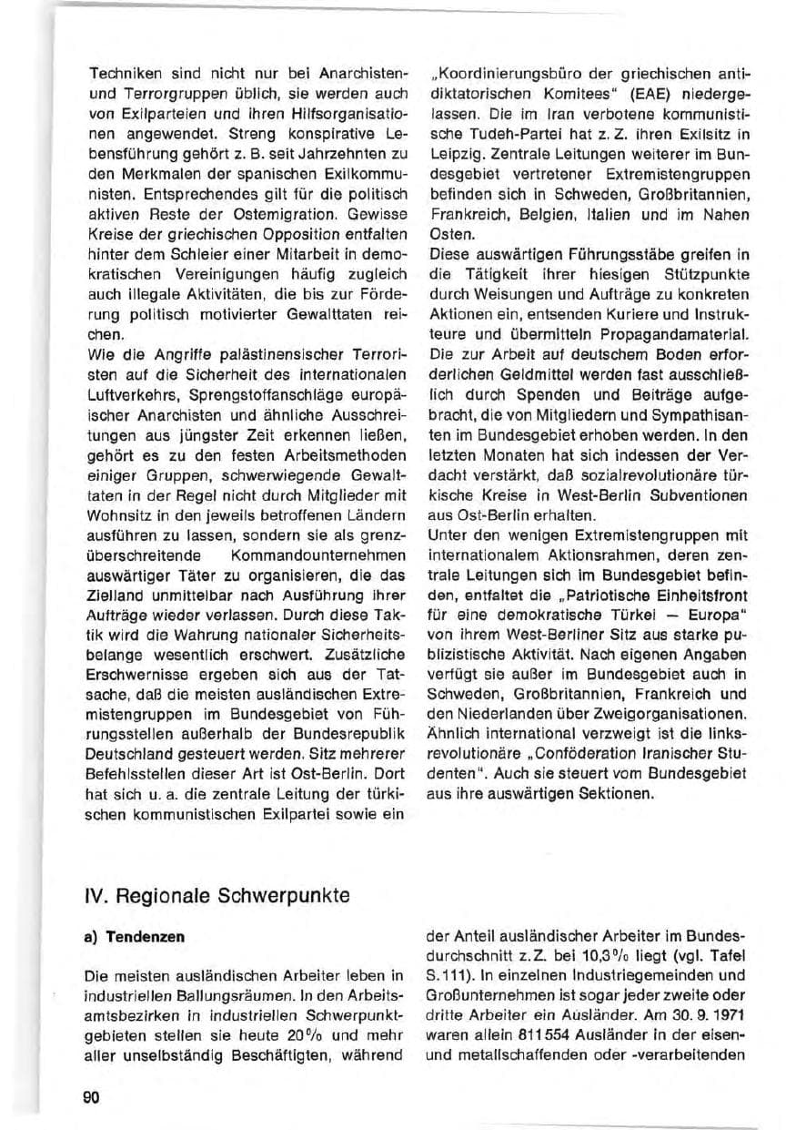 Seite 90 des Verfassungsschutzbericht 1971 Bund