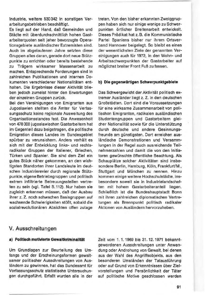 Seite 91 des Verfassungsschutzbericht 1971 Bund