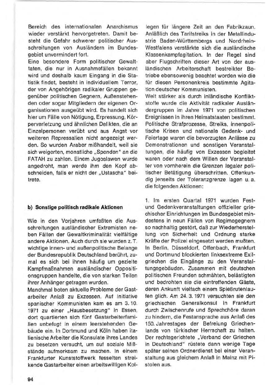 Seite 94 des Verfassungsschutzbericht 1971 Bund