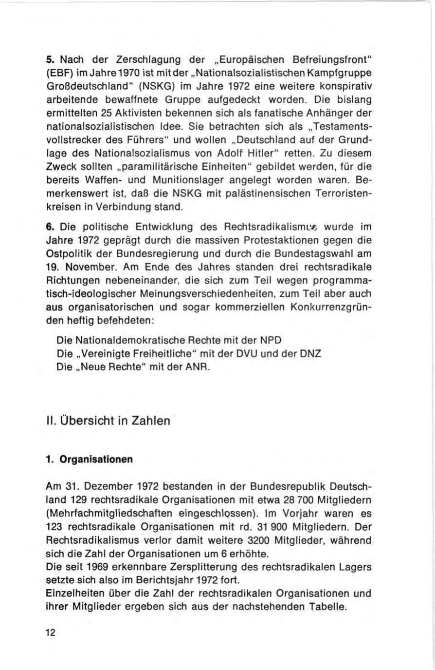 Seite 12 des Verfassungsschutzbericht 1972 Bund