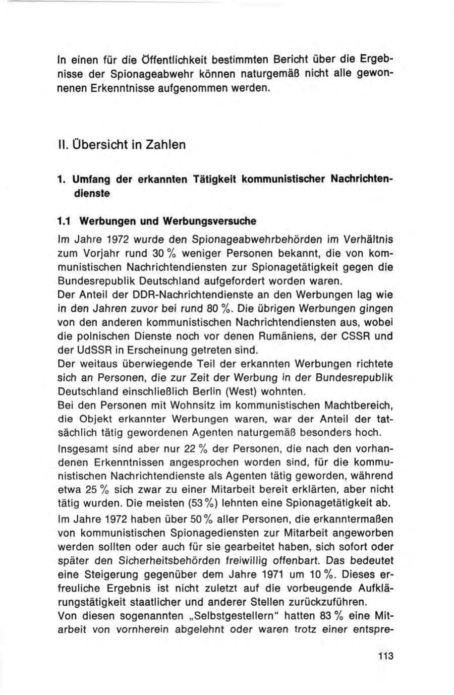 Seite 113 des Verfassungsschutzbericht 1972 Bund