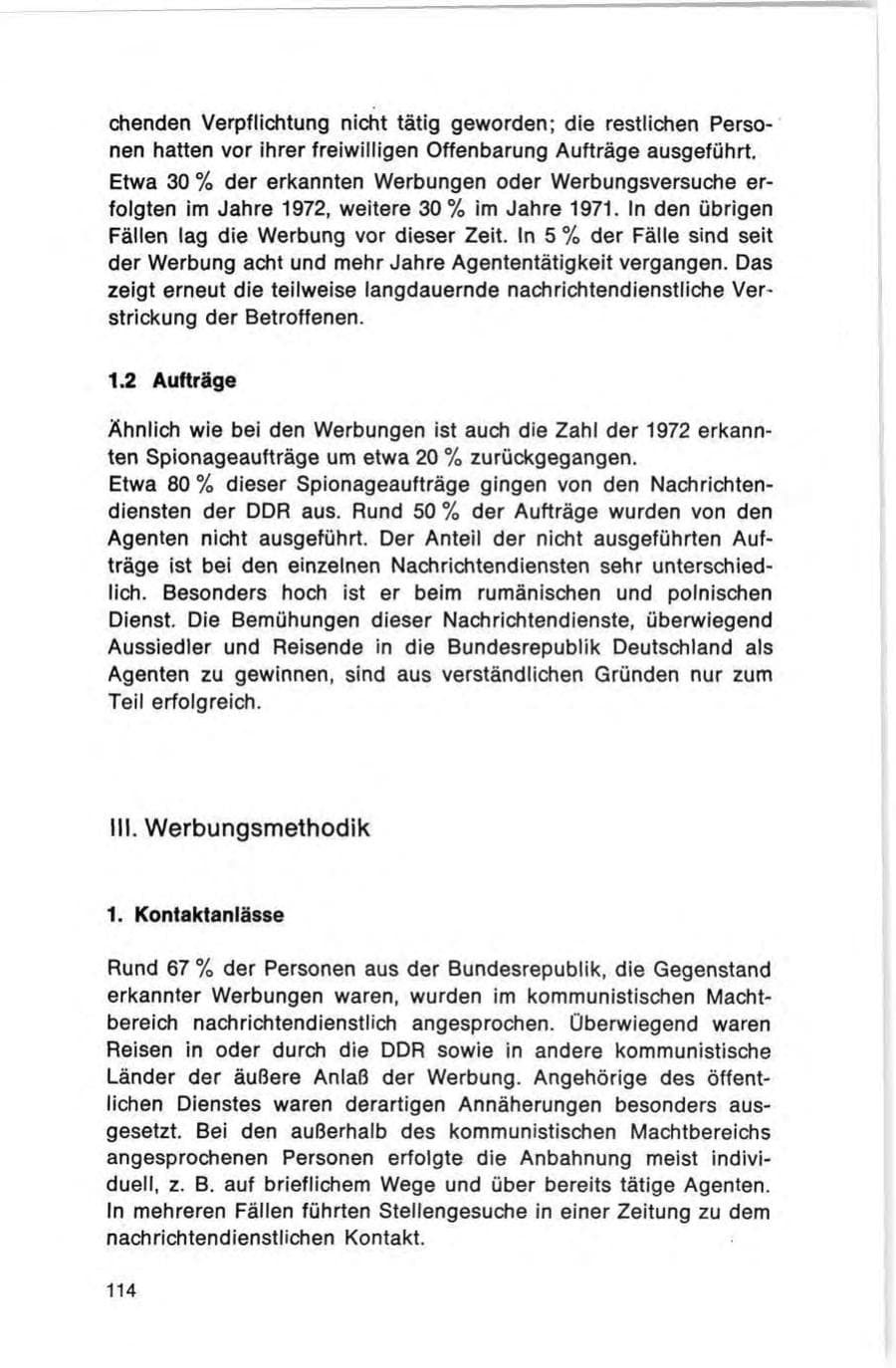 Seite 114 des Verfassungsschutzbericht 1972 Bund