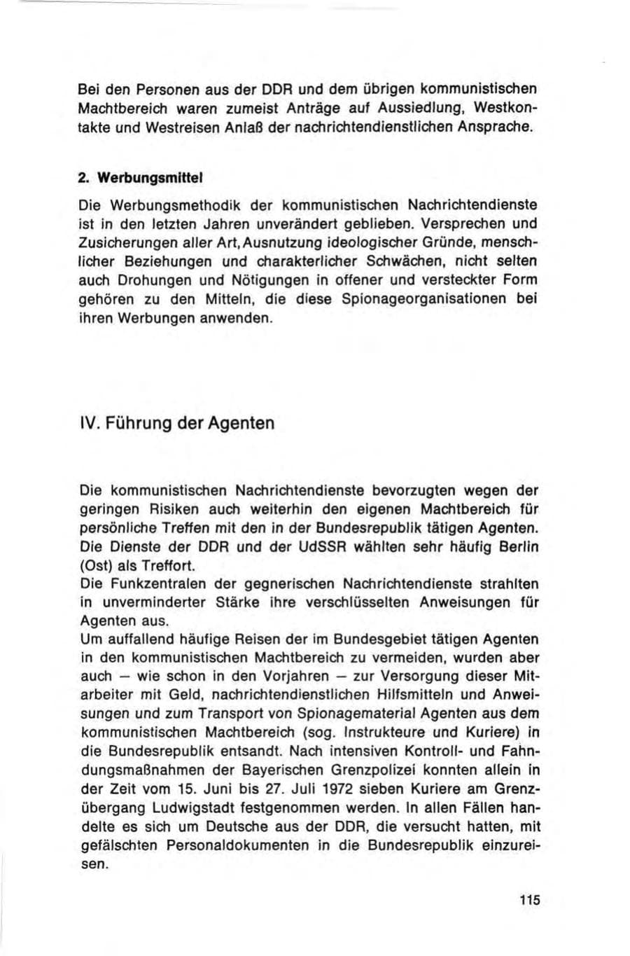 Seite 115 des Verfassungsschutzbericht 1972 Bund