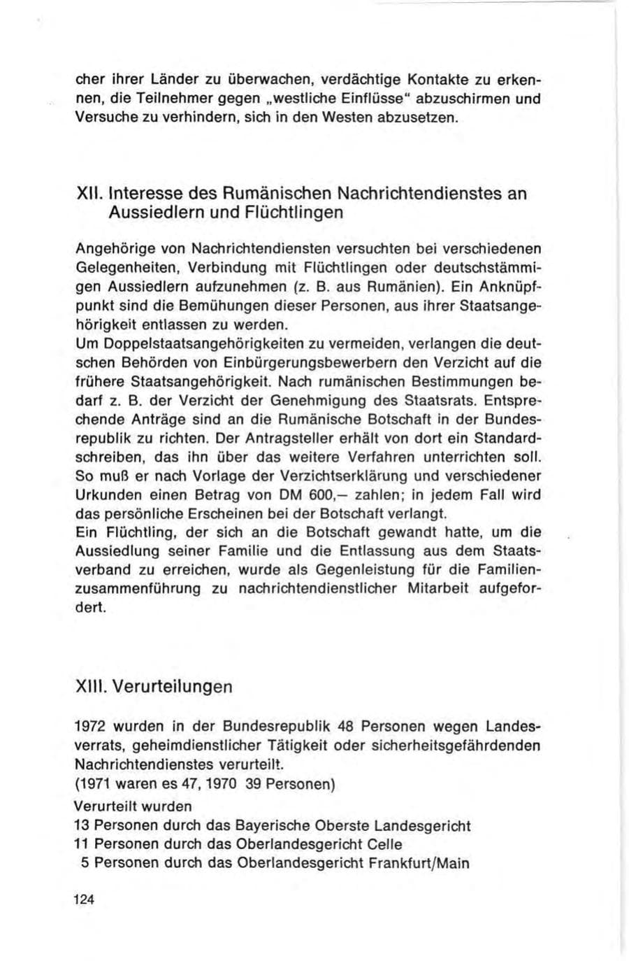Seite 124 des Verfassungsschutzbericht 1972 Bund