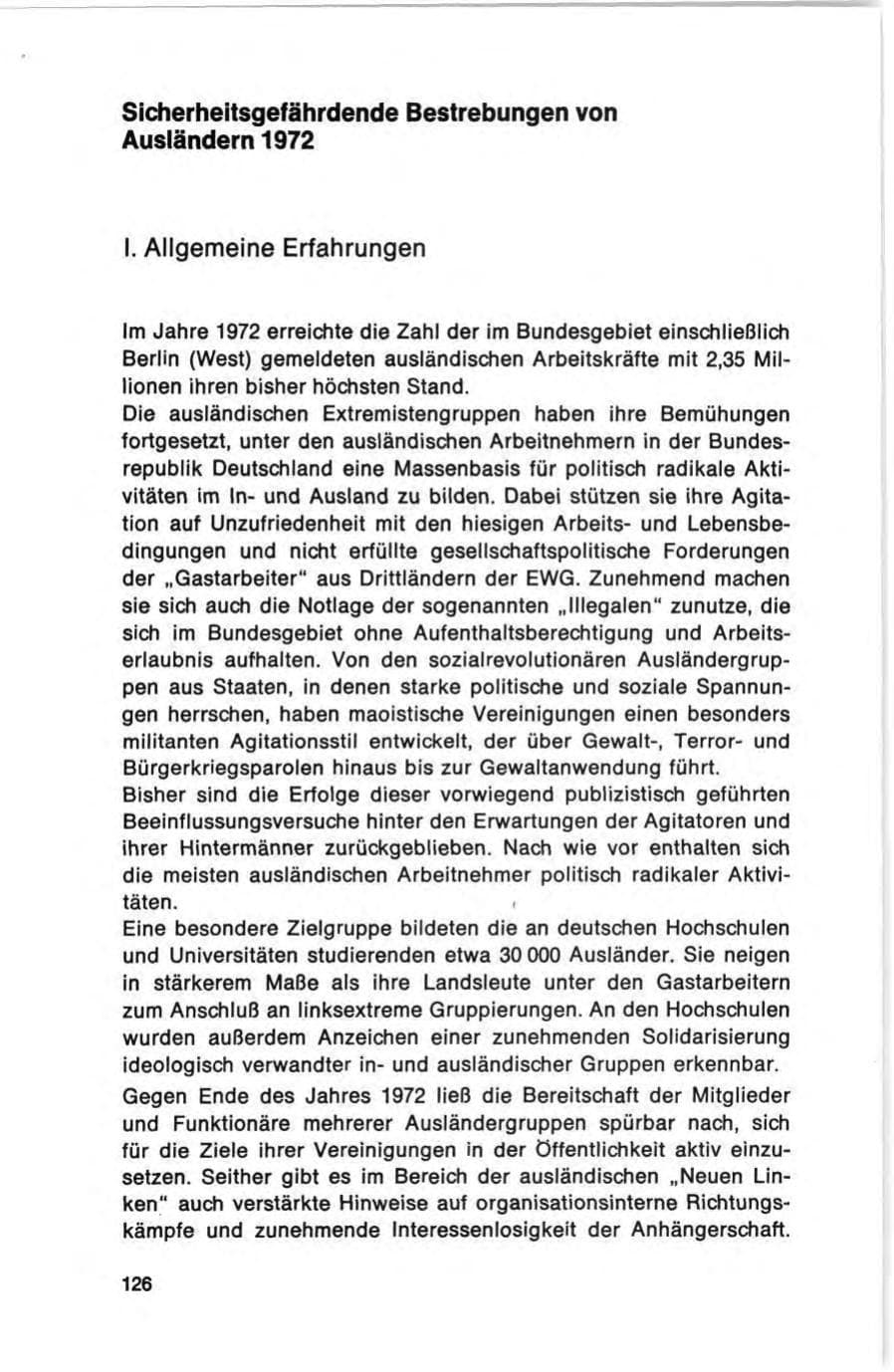 Seite 126 des Verfassungsschutzbericht 1972 Bund