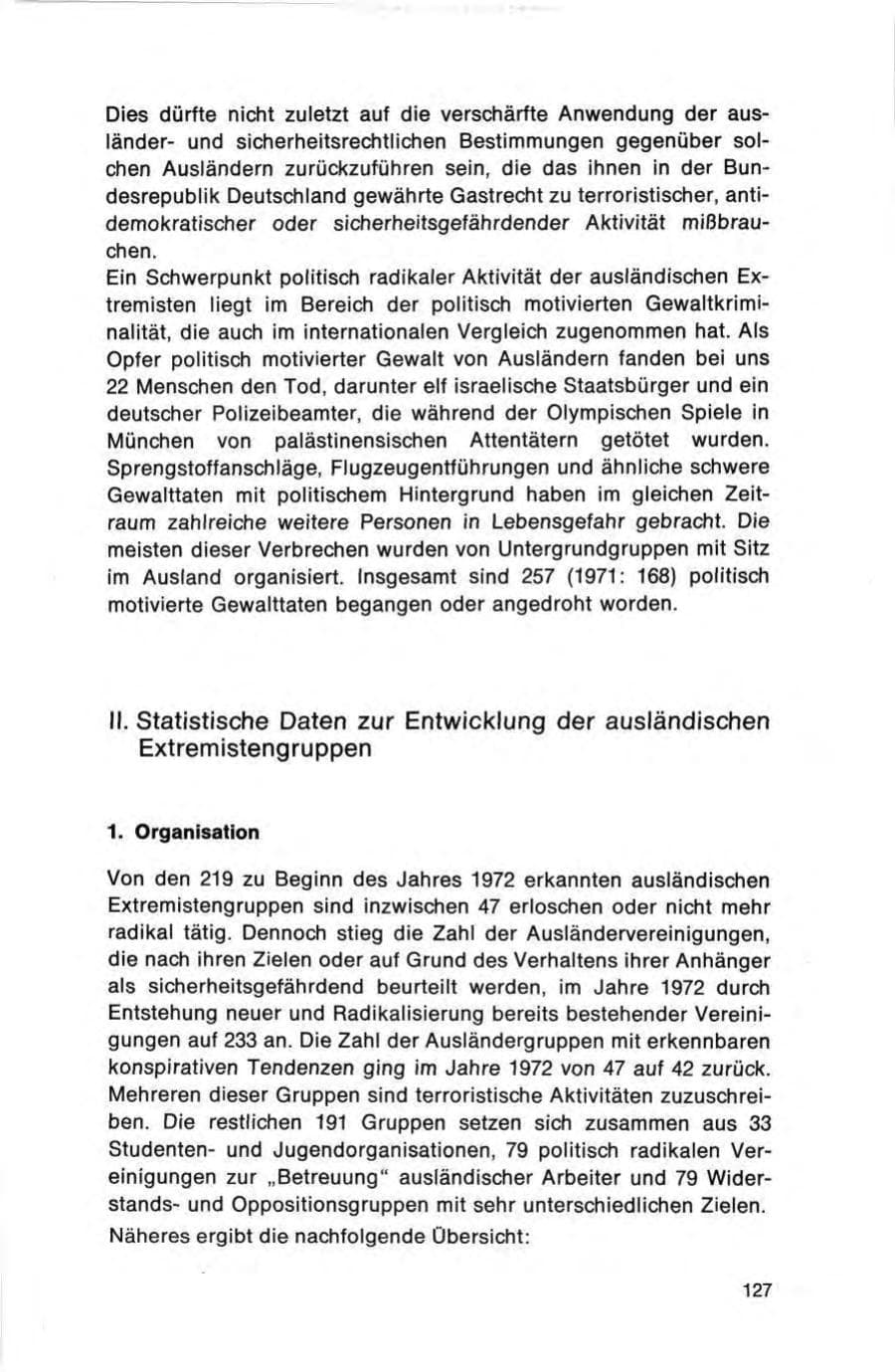 Seite 127 des Verfassungsschutzbericht 1972 Bund