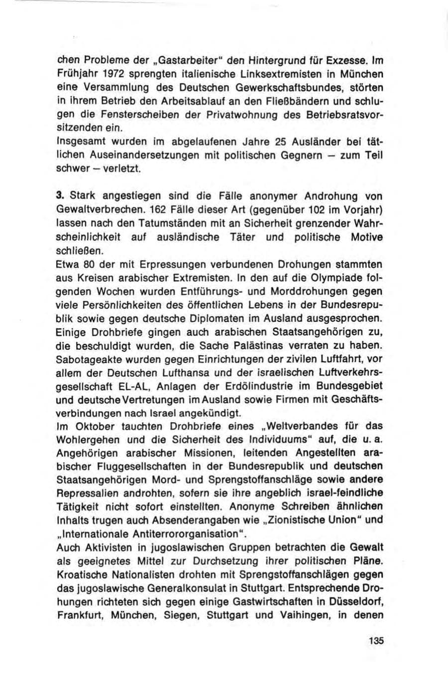 Seite 135 des Verfassungsschutzbericht 1972 Bund