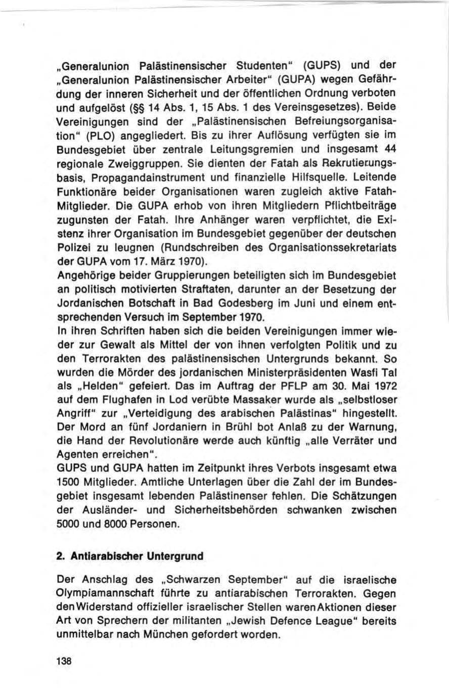 Seite 138 des Verfassungsschutzbericht 1972 Bund