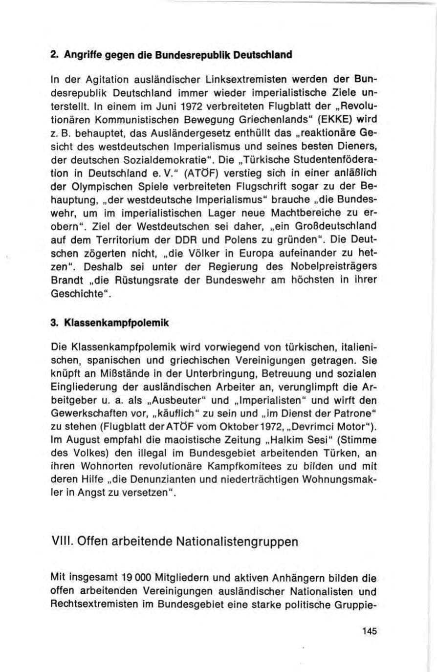 Seite 145 des Verfassungsschutzbericht 1972 Bund