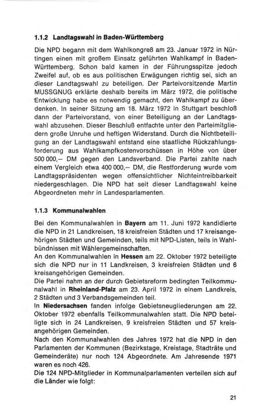 Seite 21 des Verfassungsschutzbericht 1972 Bund