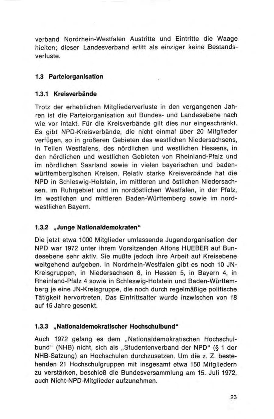 Seite 23 des Verfassungsschutzbericht 1972 Bund