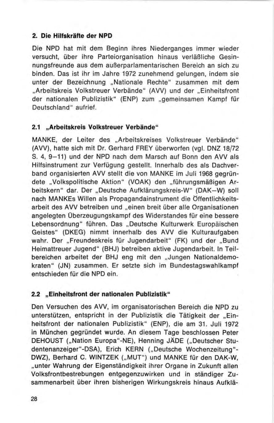 Seite 28 des Verfassungsschutzbericht 1972 Bund