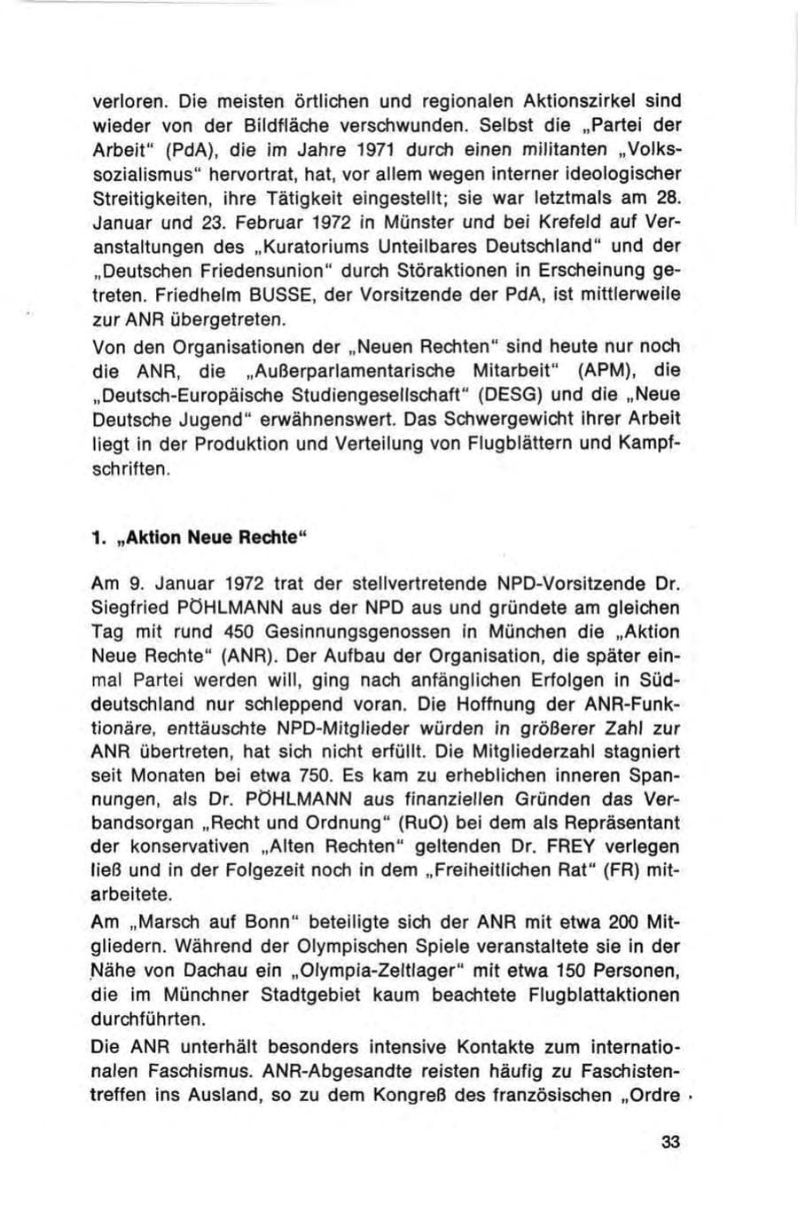 Seite 33 des Verfassungsschutzbericht 1972 Bund