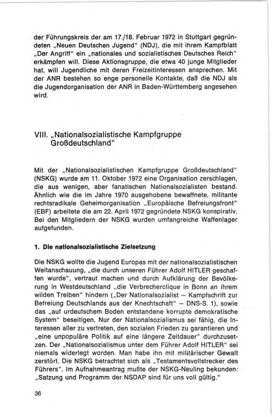 Seite 36 des Verfassungsschutzbericht 1972 Bund