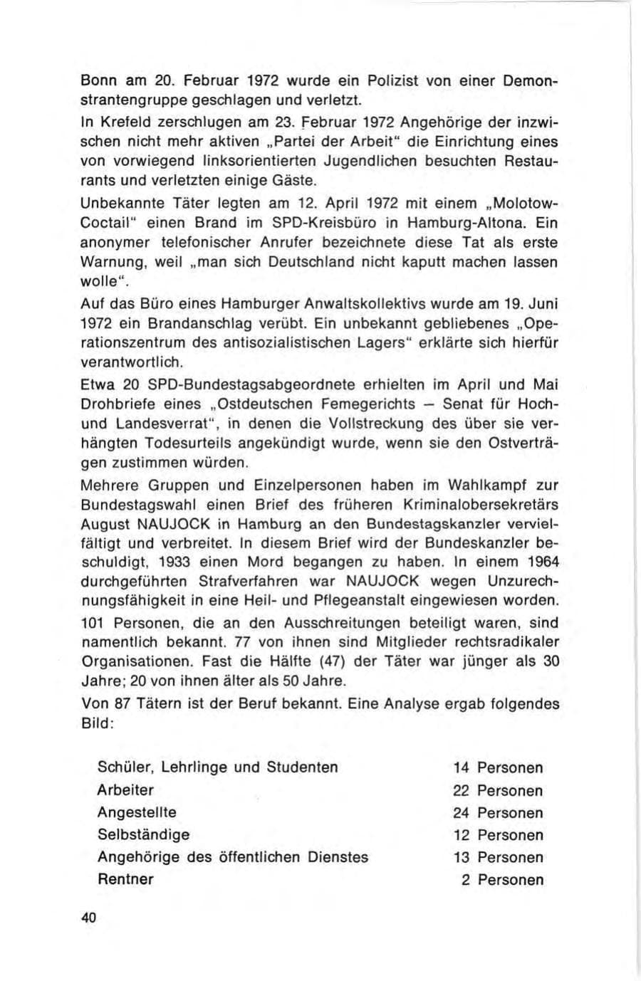 Seite 40 des Verfassungsschutzbericht 1972 Bund