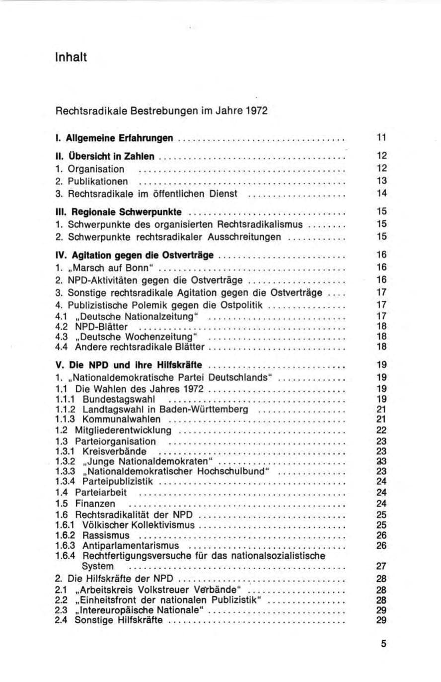Seite 5 des Verfassungsschutzbericht 1972 Bund