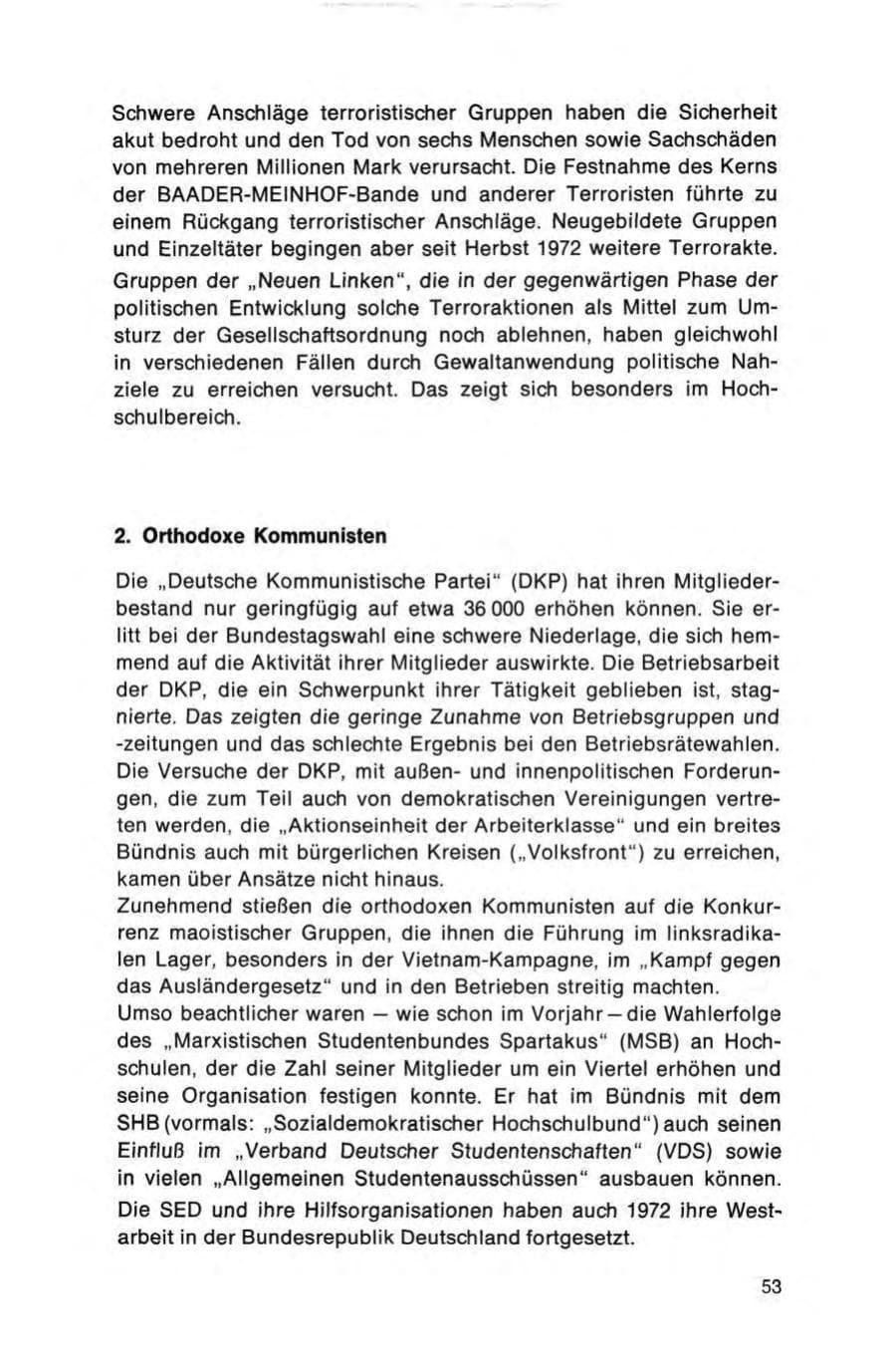 Seite 53 des Verfassungsschutzbericht 1972 Bund
