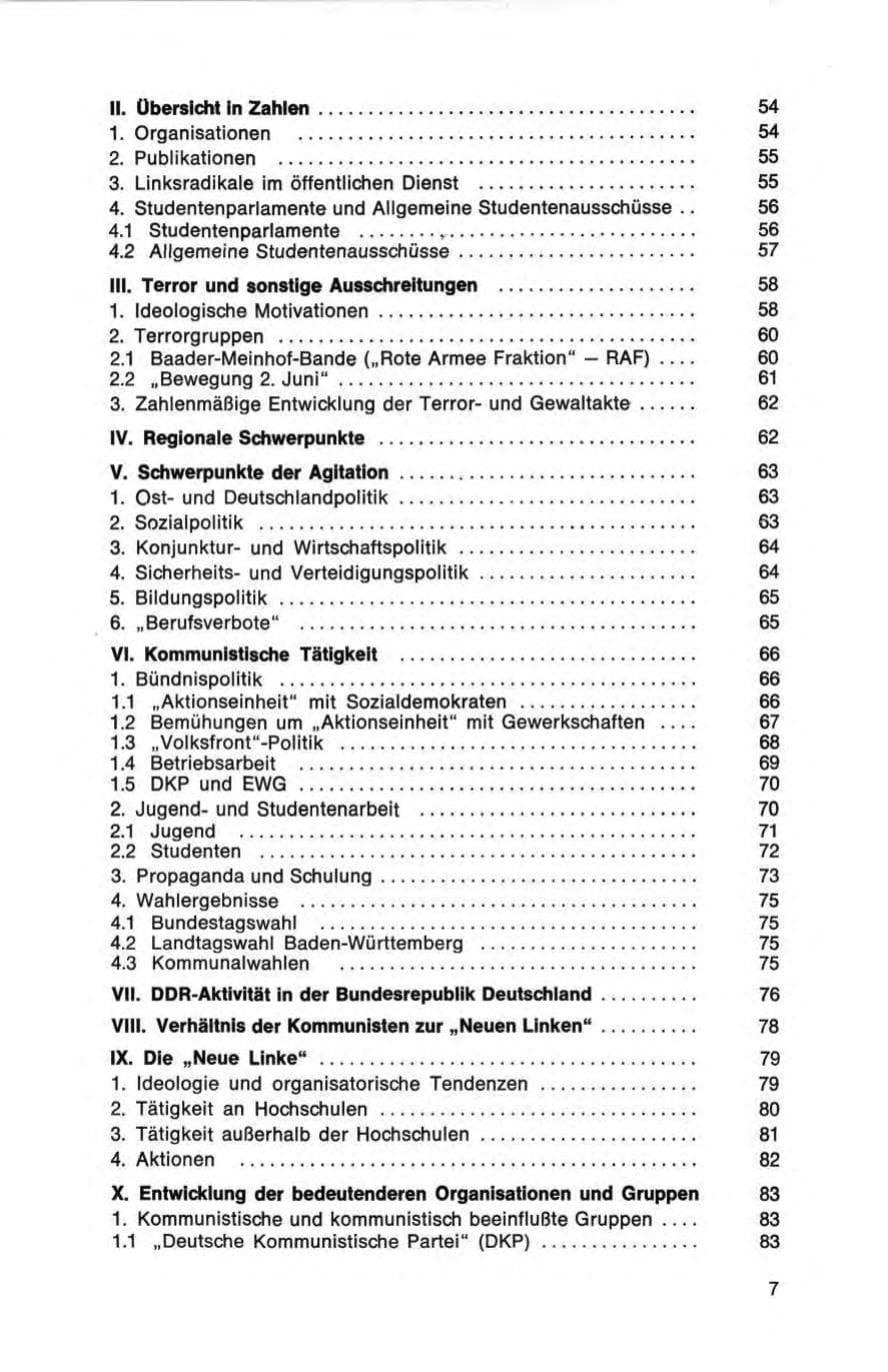 Seite 7 des Verfassungsschutzbericht 1972 Bund