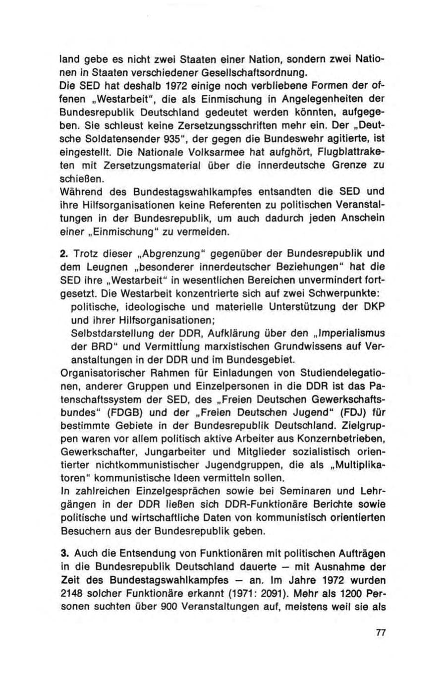 Seite 77 des Verfassungsschutzbericht 1972 Bund