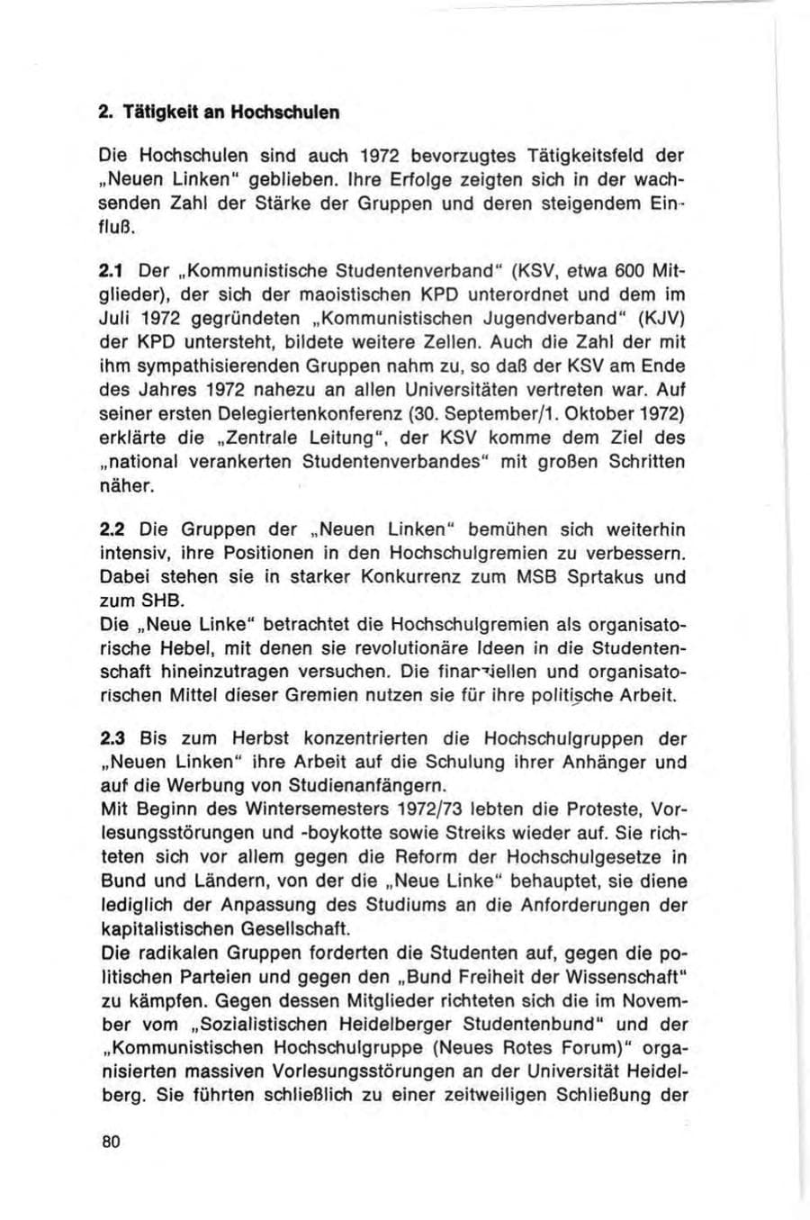 Seite 80 des Verfassungsschutzbericht 1972 Bund