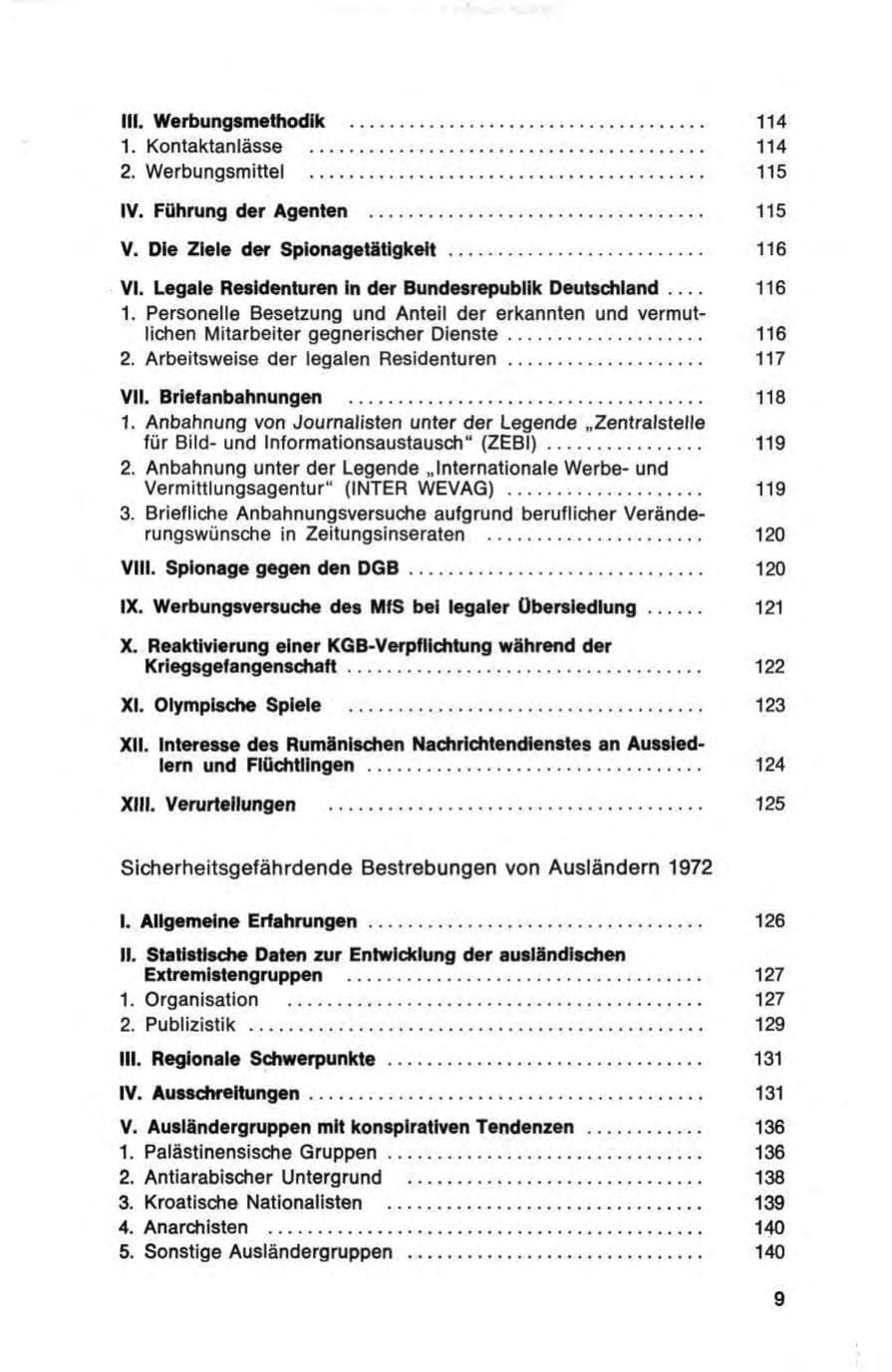 Seite 9 des Verfassungsschutzbericht 1972 Bund