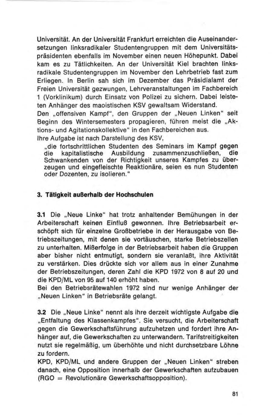 Seite 81 des Verfassungsschutzbericht 1972 Bund
