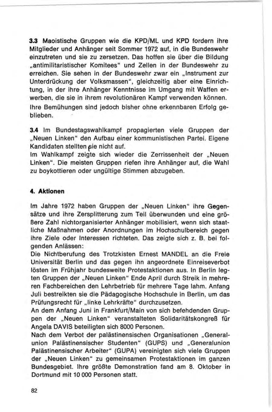 Seite 82 des Verfassungsschutzbericht 1972 Bund