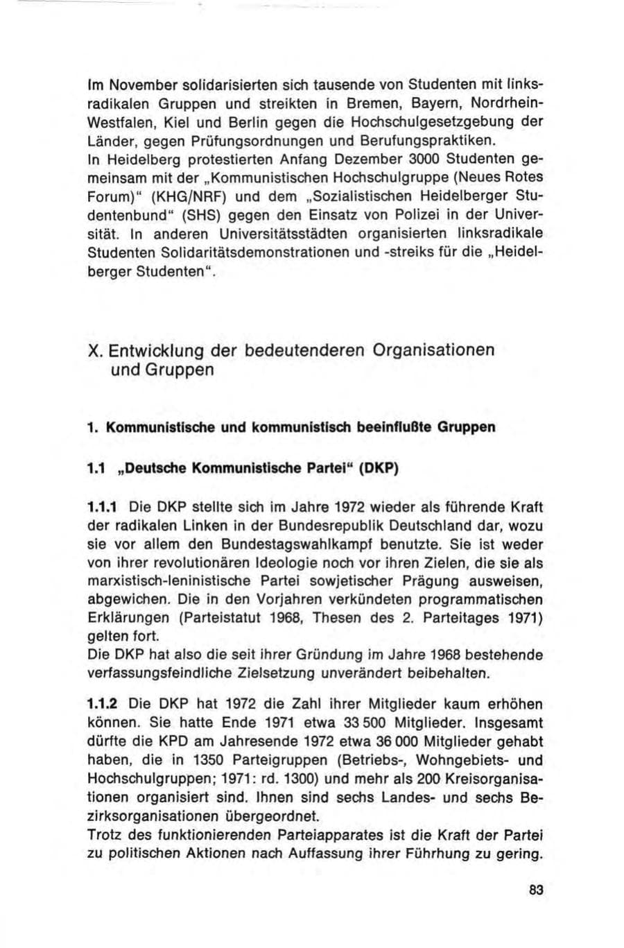 Seite 83 des Verfassungsschutzbericht 1972 Bund