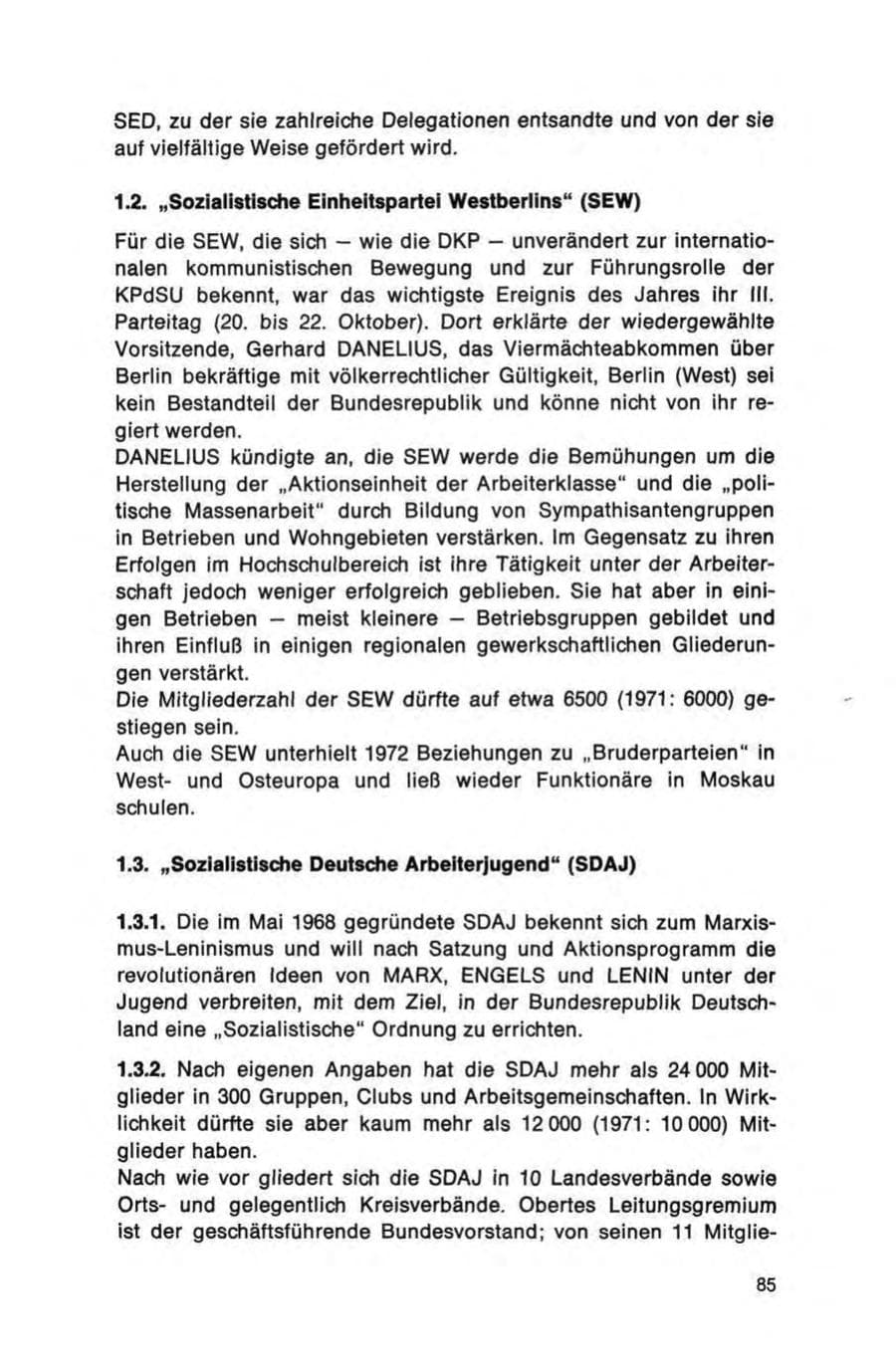 Seite 85 des Verfassungsschutzbericht 1972 Bund