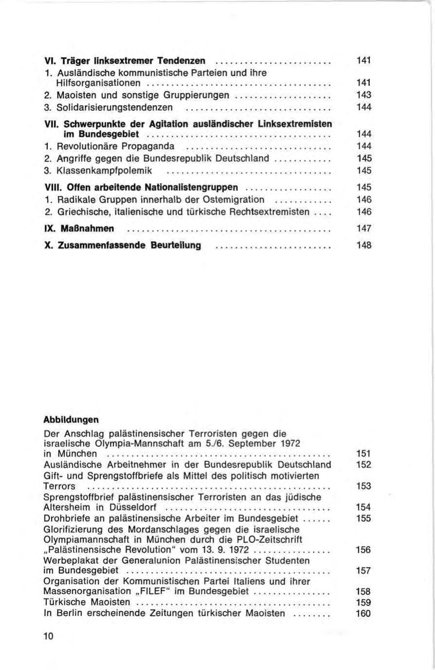 Seite 10 des Verfassungsschutzbericht 1972 Bund