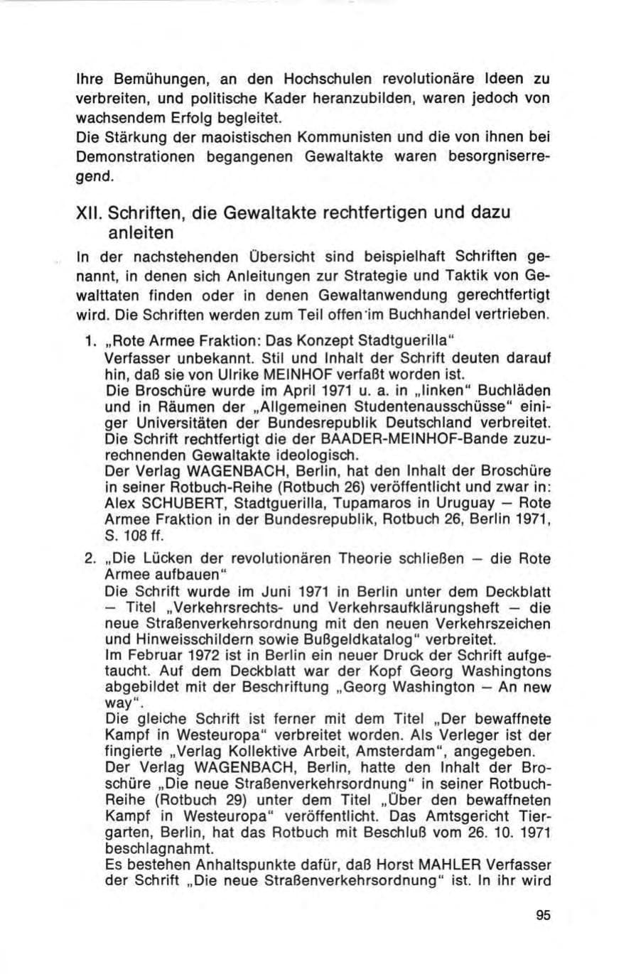 Seite 95 des Verfassungsschutzbericht 1972 Bund