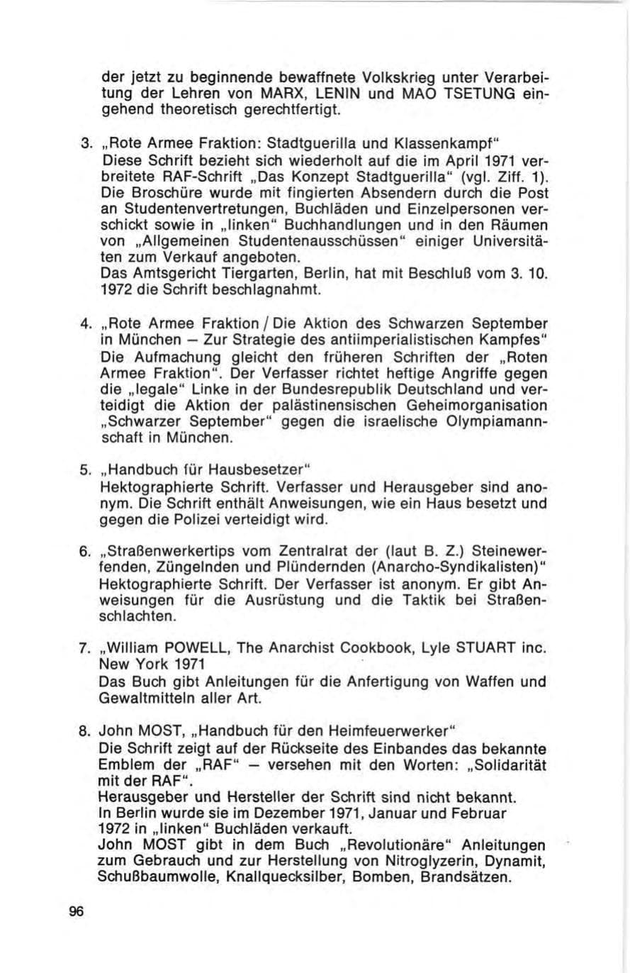 Seite 96 des Verfassungsschutzbericht 1972 Bund