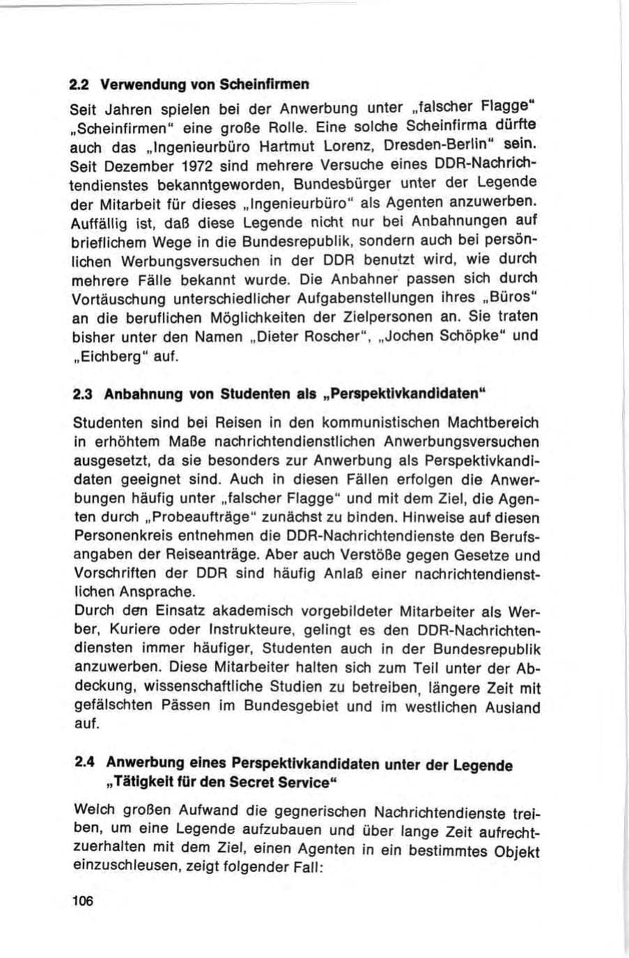 Seite 106 des Verfassungsschutzbericht 1973 Bund