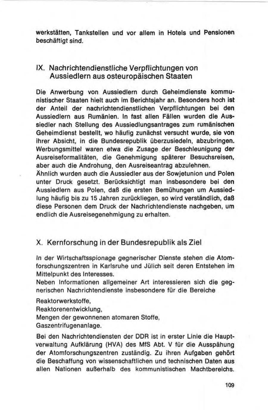 Seite 109 des Verfassungsschutzbericht 1973 Bund
