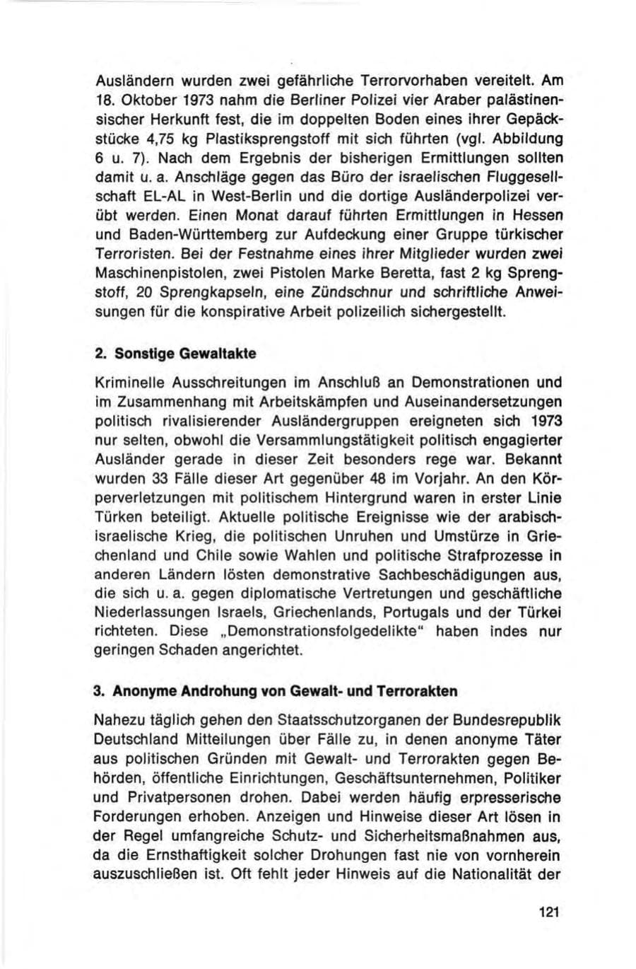 Seite 121 des Verfassungsschutzbericht 1973 Bund