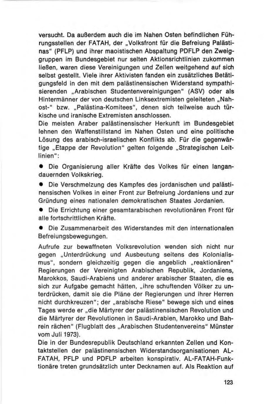 Seite 123 des Verfassungsschutzbericht 1973 Bund
