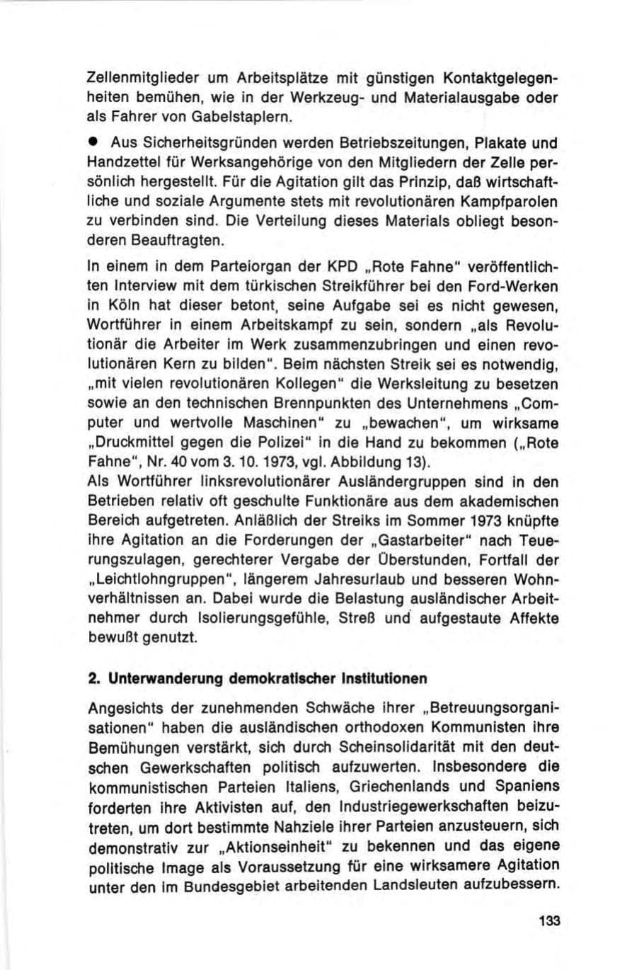 Seite 133 des Verfassungsschutzbericht 1973 Bund