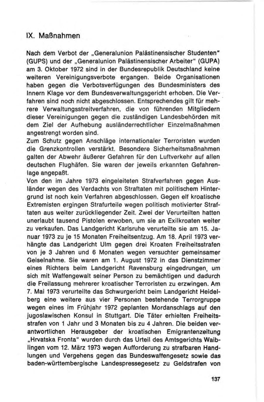 Seite 137 des Verfassungsschutzbericht 1973 Bund