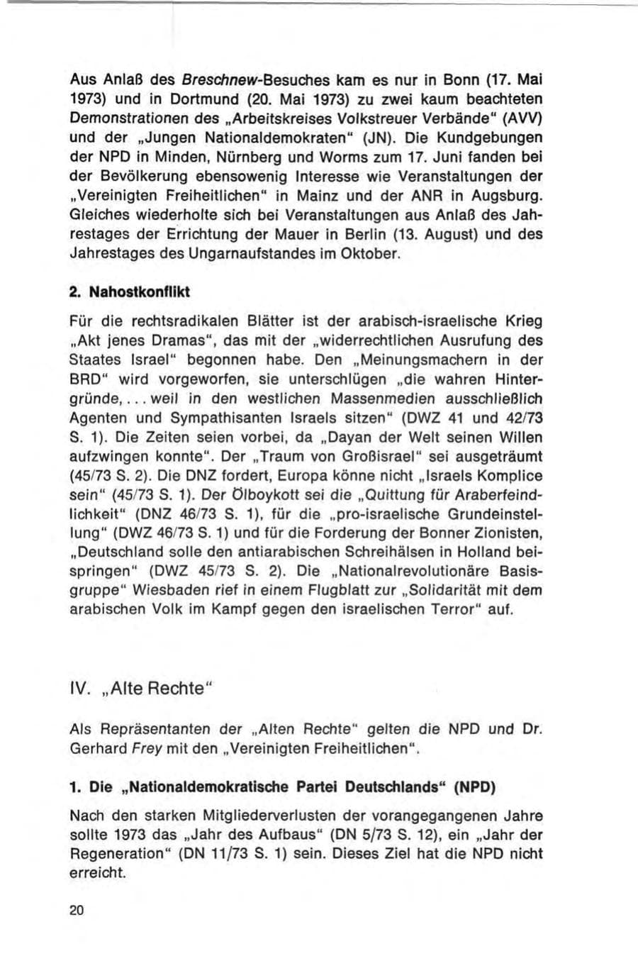 Seite 20 des Verfassungsschutzbericht 1973 Bund