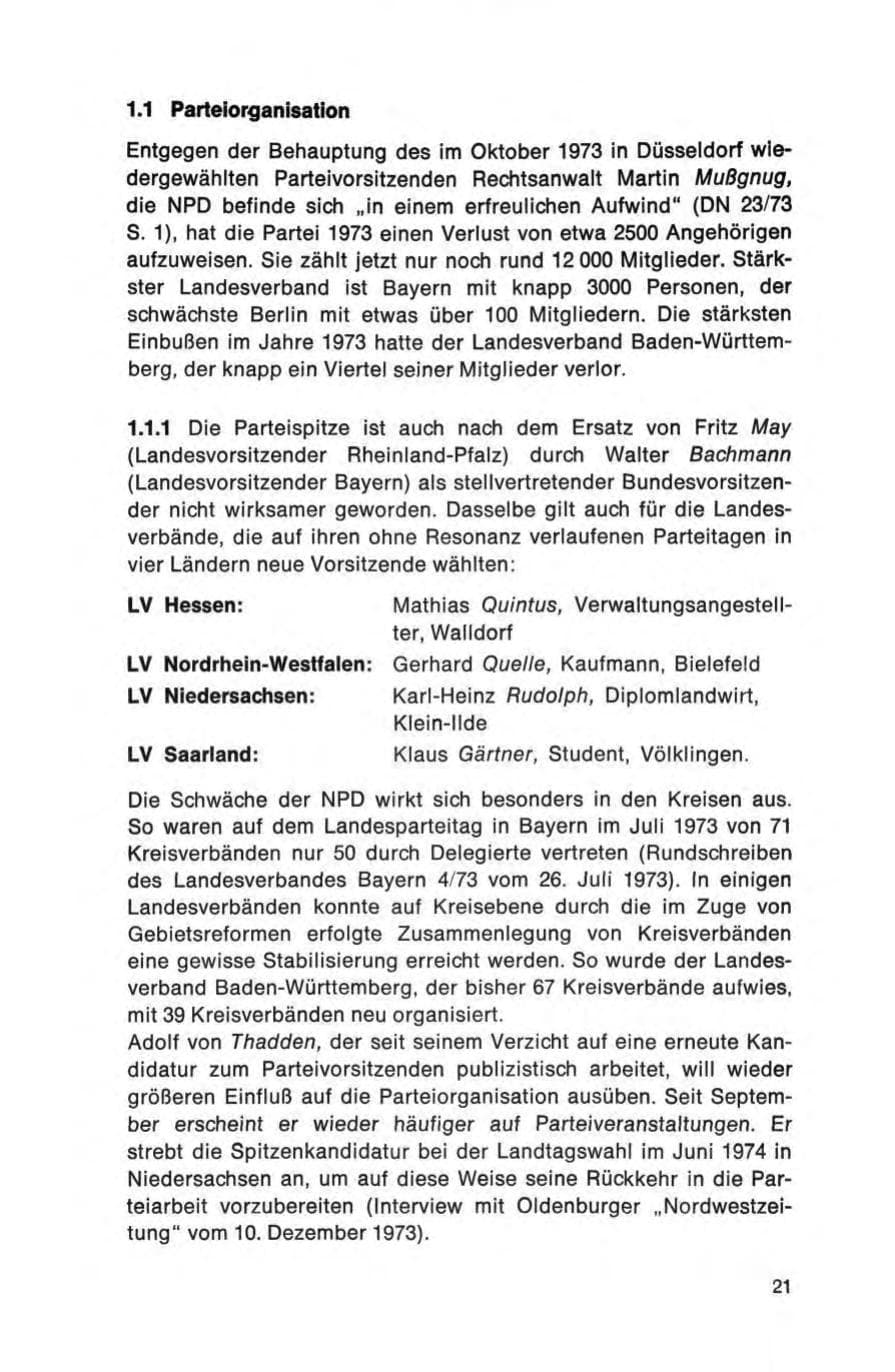 Seite 21 des Verfassungsschutzbericht 1973 Bund