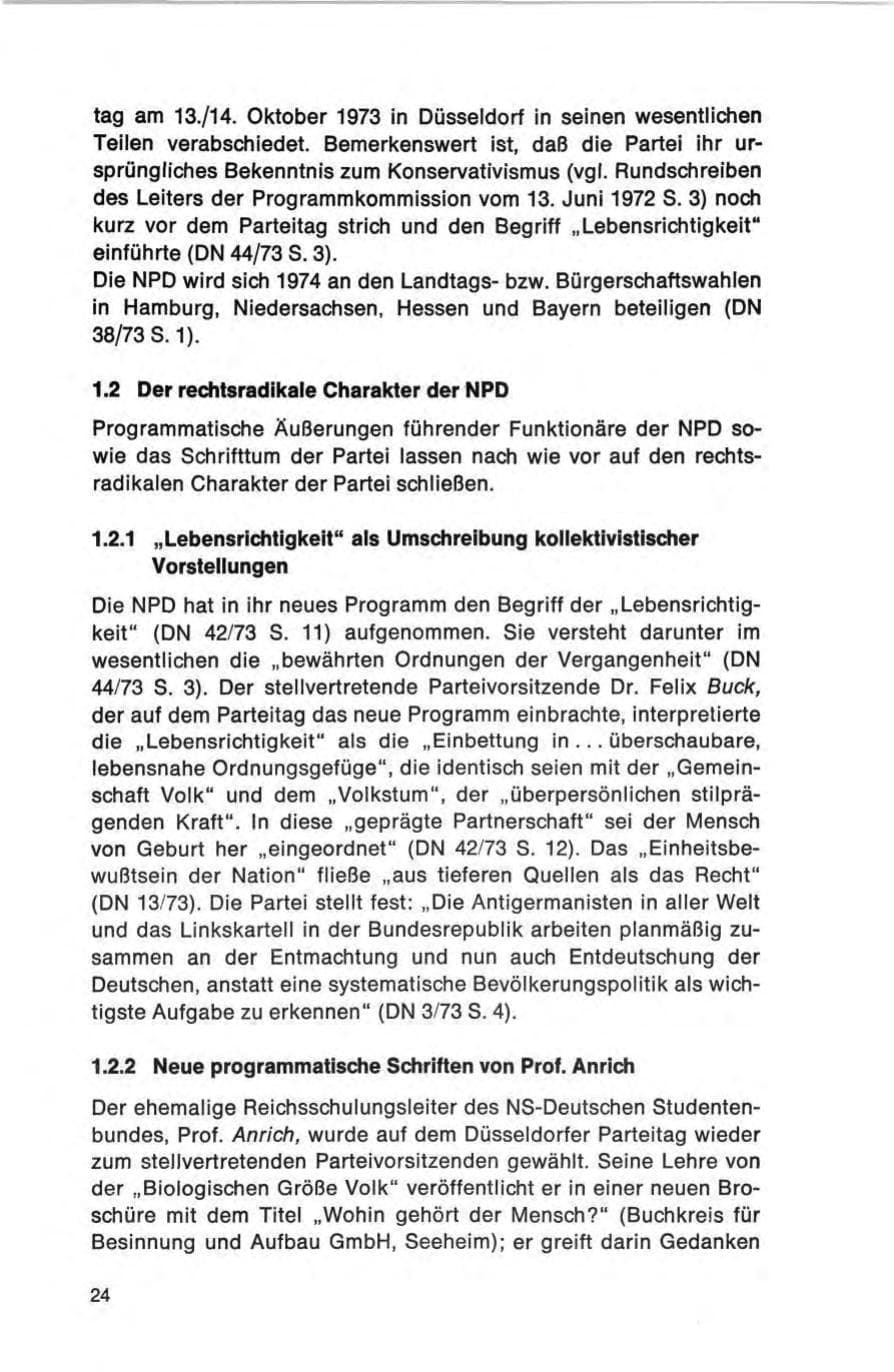 Seite 24 des Verfassungsschutzbericht 1973 Bund
