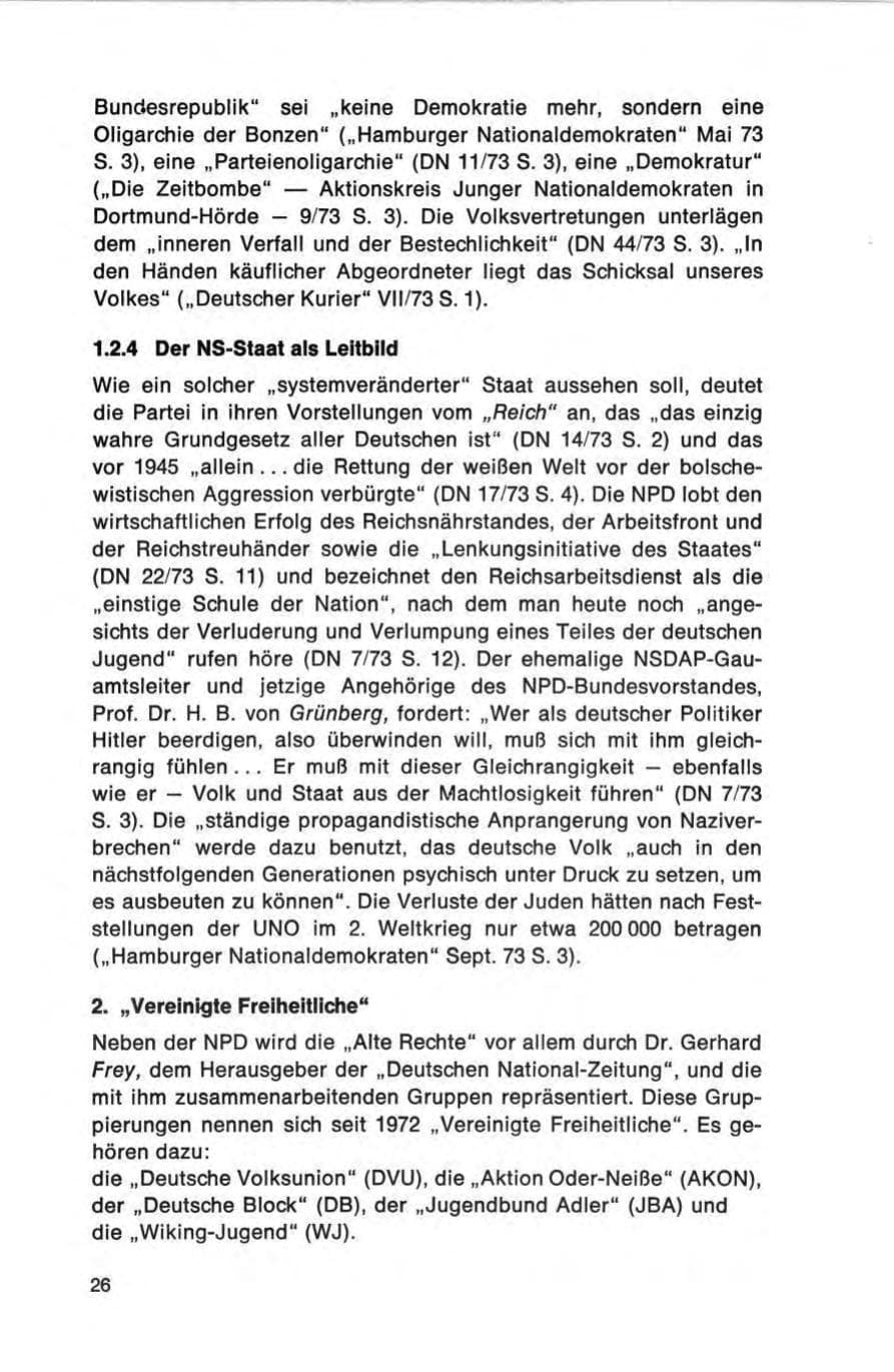 Seite 26 des Verfassungsschutzbericht 1973 Bund